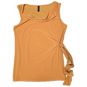Jason Maxwell Womens Sleeveless Top Gold Cowl Neck Tie Side Tank Blouse LG (H)